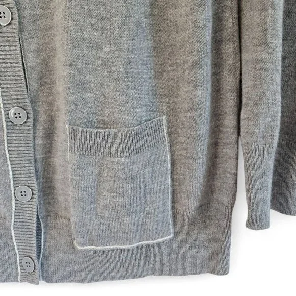 Banana Republic Long Sleeve Button Down V-Neck Cardigan Sweater Grey - Picture 6 of 14